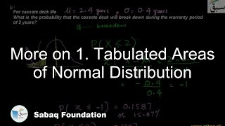 More on Tabulated Areas of Normal Distribution