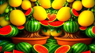 fast and new method how to grow a hybrid watermelon tree with jackfruit #garden #fruits 