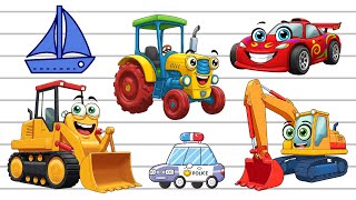 🚗🚁 Fun Vehicles for Kids! Names of Cars, Trucks, Trains & More 🚂✈️