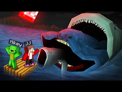 JJ and Mikey ESCAPE From SEA MONSTERS Army in Minecraft - Maizen