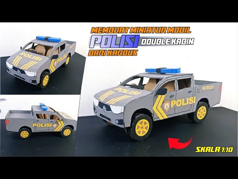 MEMBUAT MINIATUR MOBIL POLISI DOUBLE CABIN DARI KARDUS || MINIATUR HANDMADE