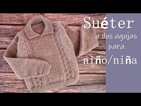 Suéter/Jersey a dos agujas para niño/niña ¡Con CUELLO TIPO POLO!! ¡Paso a paso!