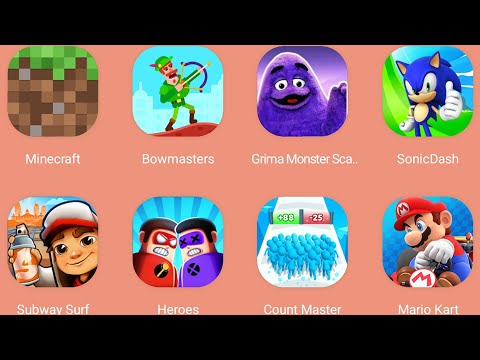 Grimace Monster Scary Survival,Subway Surfers,Heros,Count Master,Mario kart,Sonic Dash,Minecraft