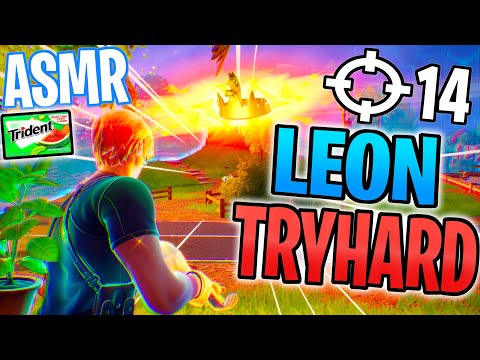 ASMR Gaming 😴 Fortnite Leon Tryhard Win Relaxing Gum Chewing 🎮🎧 Controller Sounds + Whispering 💤
