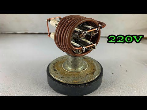 I Make 220V Electricity Energy Using By From Spark Plug With PVC Copper Wire Free #technology
