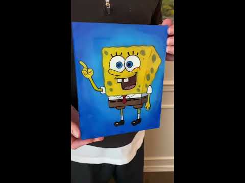 Spongebob reverse glass painting