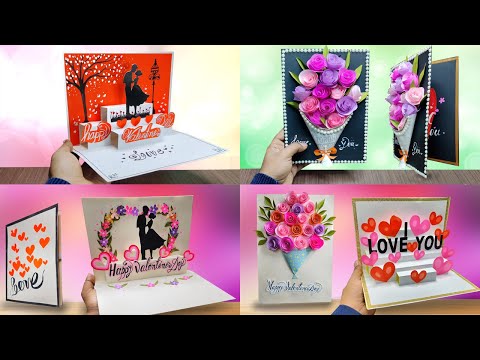 4 DIY-Handmade Card for Valentine's Day / Valentine's Day Greeting Card for Boyfriend / Girlfriend