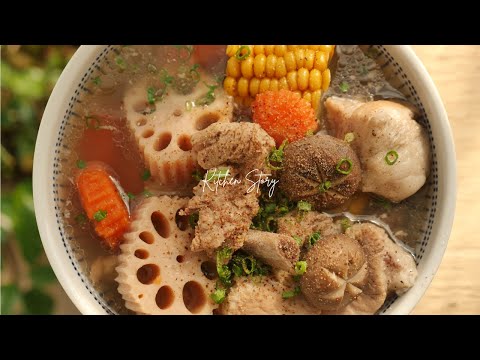 ស៊ុបឆ្អឹងជំនីជ្រូកមើមឈូក #ស៊ុបប៉ូវកម្លាំង Pork ribs lotus root soup #howtocookkhmerfood