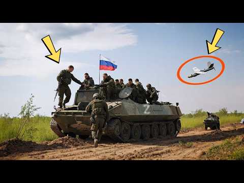 TERRIFYING MOMENT: How Ukrainian FPV Drones Secretly blow up Russian Troops Top of Tanks in Kursk