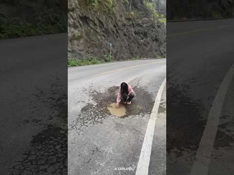 "Look how this girl is fixing the road."