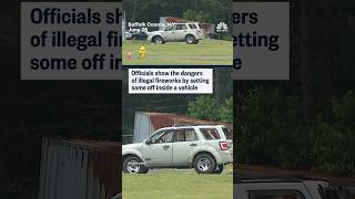 Officials show the dangers of illegal fireworks by setting some off inside a vehicle