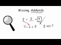Finding Missing Addends and Subtraction