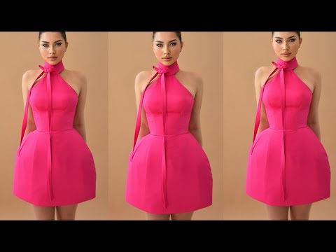 How to sew a structured halter neck dress with a princess dart