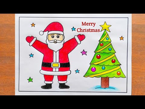 How to Draw Santa Claus Easy Step By Step / Christmas Tree Drawing Easy / Merry Christmas drawing