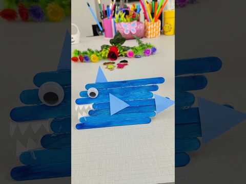 cute dolphin 🐬 craft using icecream stick|easiest craft for kids #trending #shorts #handmade #diy