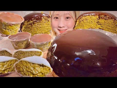 ASMR Dubai Chocolate Crepe Cake Dubai Daifuku Mochi【Mukbang/ Eating Sounds】【English subtitles】