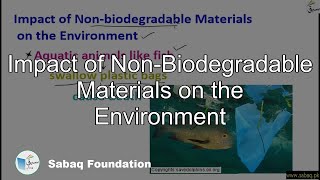 Impact of Non-Biodegradable Materials on the Environment