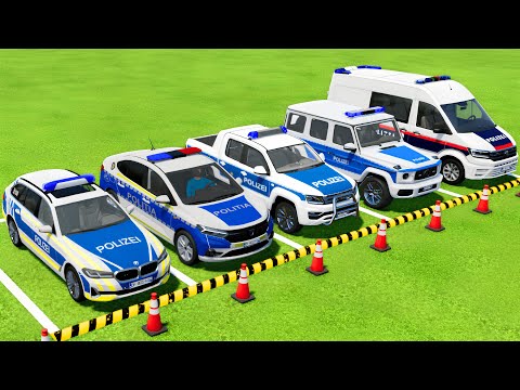 BMW, DACIA, VOLKSWAGEN, MERCEDES POLICE CARS TRANSPORTING WITH MAN TRUCKS TO THE GARAGE ! FS22