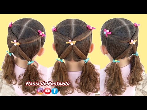 Penteado Infantil Súper Rápido e Fácil para Escola | Super Quick & Easy Hairstyle for School.😍🥰