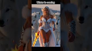 Beautiful girl with wolf