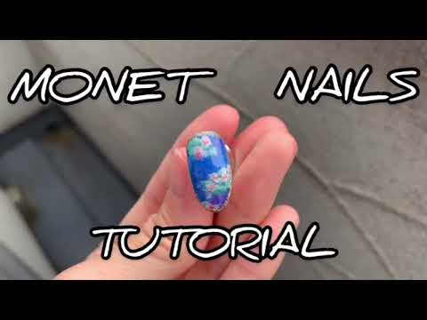 【アート風ネイル】モネの世界を爪に描く 뉘앙스 네일 | 個性派ネイル | Claude Monet nails
