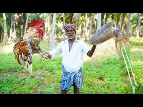 COUNTRY CHICKEN WITH SQUID RECIPE | Village Traditional Food