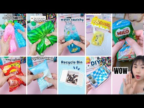 🧃💦🍉🍩🧀DIY SQUISHY 🍓🍩 Thùng Rác 📋Kệ Sách và Ống Cắm Bút 📋Trend tiktok và cái kết /Quyển Sách Nhỏ #diy