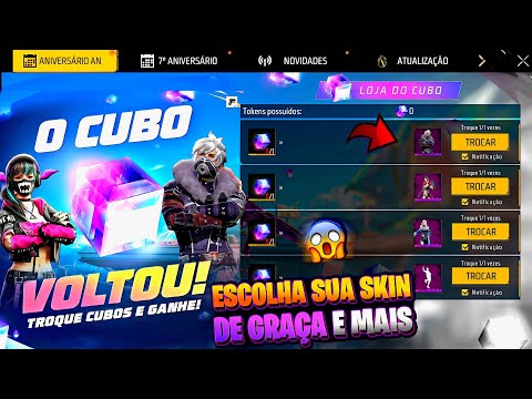 MUITO BOM!! ESCOLHA SUA SKIN GRÁTIS, PEGUE O CUBO MÁGICO, LOJA POR OURO DE NATAL E MAIS - FREE FIRE