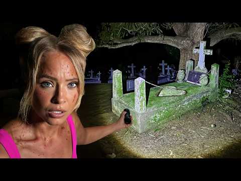 girl cleans abandoned graves at night