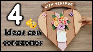 4 IDEAS PARA DECORAR EL HOGAR CON CORAZONES - Manualidades con reciclaje - Crafts for the home