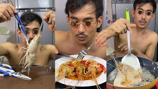 ASMR MUKBANG  Deep Fried River Prawn #cooking #shorts #eating