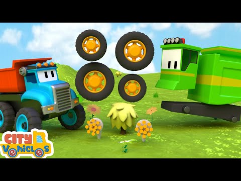 Construction Vehicles Assemble police car- -Bulldozer, crane truck for kids.