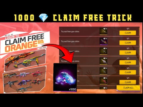 FREE POKER MP40 😱 ORANGE GUNSKIN PERMANENT TRICK | 1000 DIAMOND CLAIM FREE | FF NEW EVENT