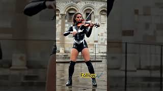 girl tocando el violín en Barcelona and espanyol cover #music #short #viralvideo