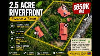 $650kUSD 🌿 Just under 2.5-Acres - Riverfront Multi-Home Property for Sale in Jicarito, Costa Rica