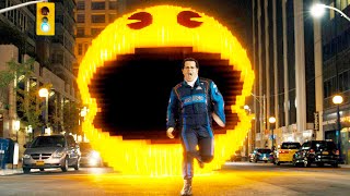 Aliens are attacking Earth. Whenever they're touched, Earthlings turn into pixelated blocks.#movie