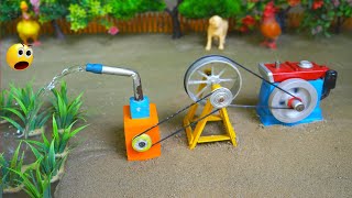 Diy mini tractor making moden brick water pump diesel engine Science Project | @DIYKeepFarm