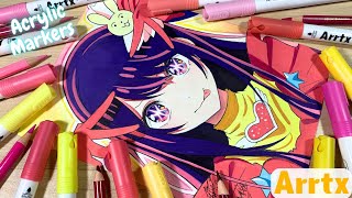 Drawing Hoshino AI Using Acrylic Markers Arrtx 90A Review🥰💗
