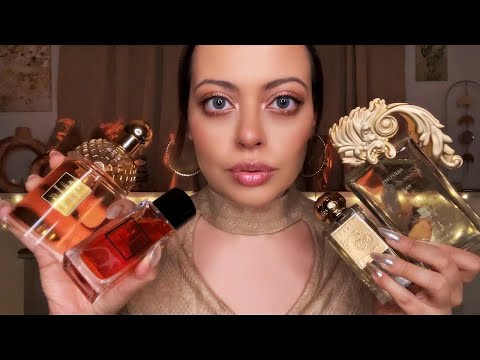 ASMR| Perfume Declutter Diaries ( perfume tapping, liquid sounds, lid sounds) PERFUME COLLECTION