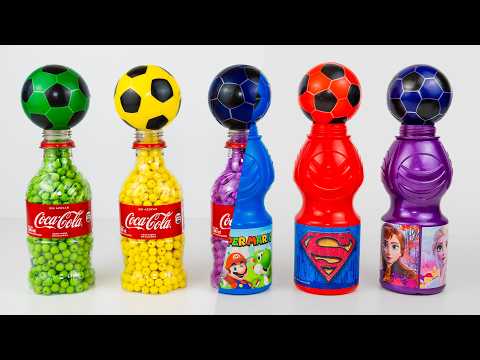 Satisfying Video l Made 5 RAINBOW Coca Cola Bottle Stress Ball with Kinetic Sand Cutting! 🌈✨