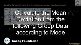 Mean Deviation for Grouped Data by Mode