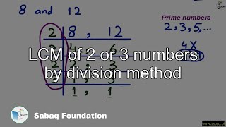 LCM of 2 or 3 numbers by division method