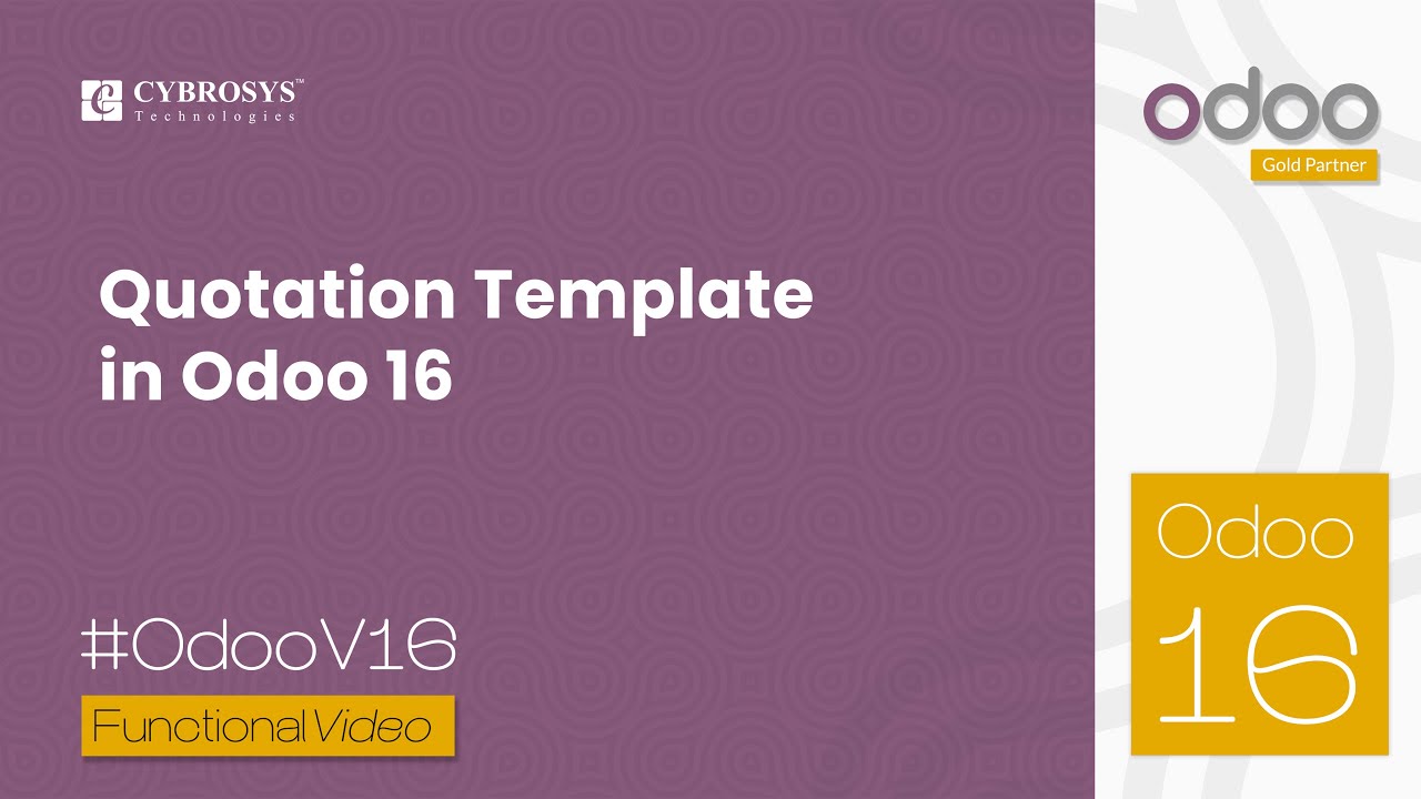 Quotation Template in Odoo 16 Sales | Odoo 16 Enterprise Edition | 29.12.2022

This video describes 'How to configure Quotation templates in Odoo16'. At times, there may be a scenario of promoting a ...