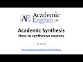 Synthesis and Referencing in Academic Writing