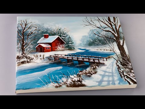 Winter Acrylic Painting Tutorial / Winter Morning Scenery / Painting