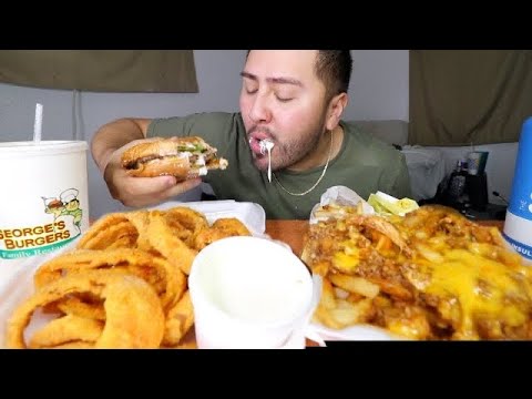 CHILI CHEESE FRIES + BURGERS DROWNED IN RANCH MUKBANG EATING SHOW