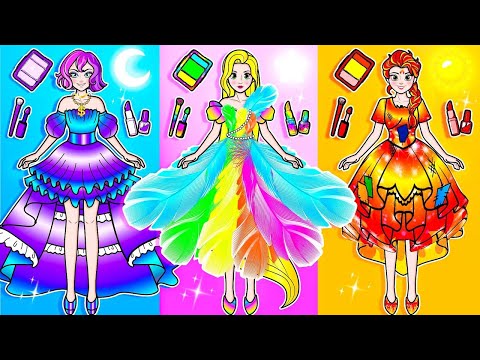 Kağıt Bebek MAKYAJI Prenses Balosunda 🌈Kağıt Bebek Giydirme Kendin Yap Kağıt Bebek masa ile koca ayi