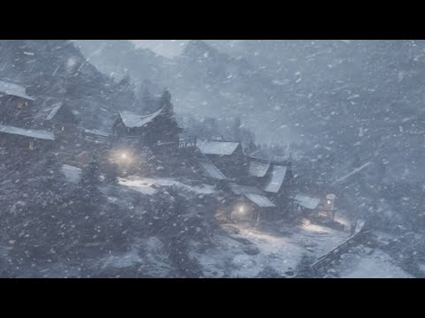 Forgotten Mountain Village Atmosphere with Snowstorm Sounds & Nature's Lament | Howling Blizzard