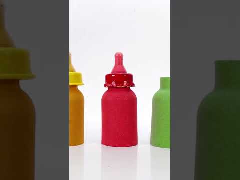 Satisfying Video l Making Rainbow Milk Bottle With Kinetic Sand Cutting ASMR
