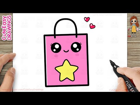 How to Draw a Cute Shopping Bag Simple & Easy for Kids - 2